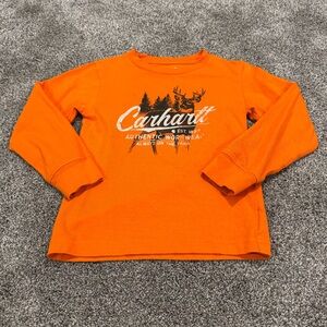Little Boys Carhartt Orange Deer Long Sleeve Graphic Shirt: Size 5
